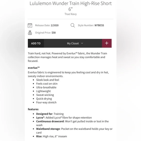 LULULEMON Wunder Train High Rise Bike‎ Shorts size 6 inseam 6" True Navy - Picture 4 of 7